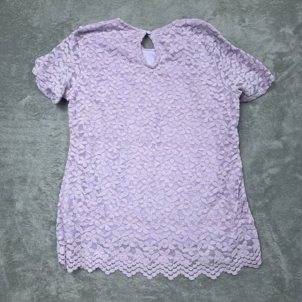 Teddi Rose Womens Lace Short Sleeve Top Medium Purple d0167 - Picture 8 of 9